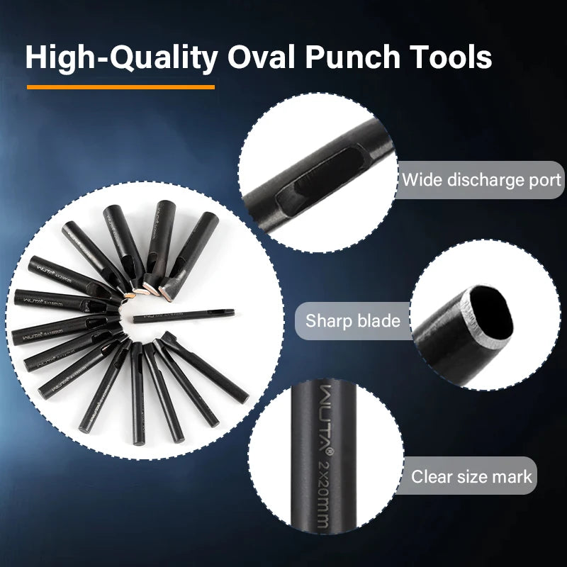 WUTA Basic Series 3-7 Pcs Oblong Leather Punch Tools Set Oval Belt Hole Puncher Watch Band Flat Hollow Punches Diy Craft Tools