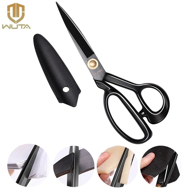 WUTA Professional Scissors Extreme Sharpness Cutting Leather Fabric Heavy Duty Metal Scissors Sewing Shears Craft Tools