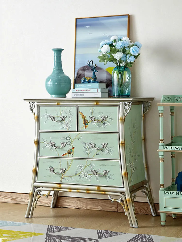 Retro entrance cabinet painted four-chest cabinet living room decorative dining side cabinet