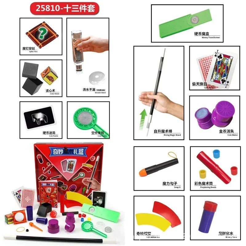Puzzle Simple Magic Prop Beginners Magic Tricks Kit Set For Kids Exciting Magician Tricks Performance Show Boys Birthday Gifts