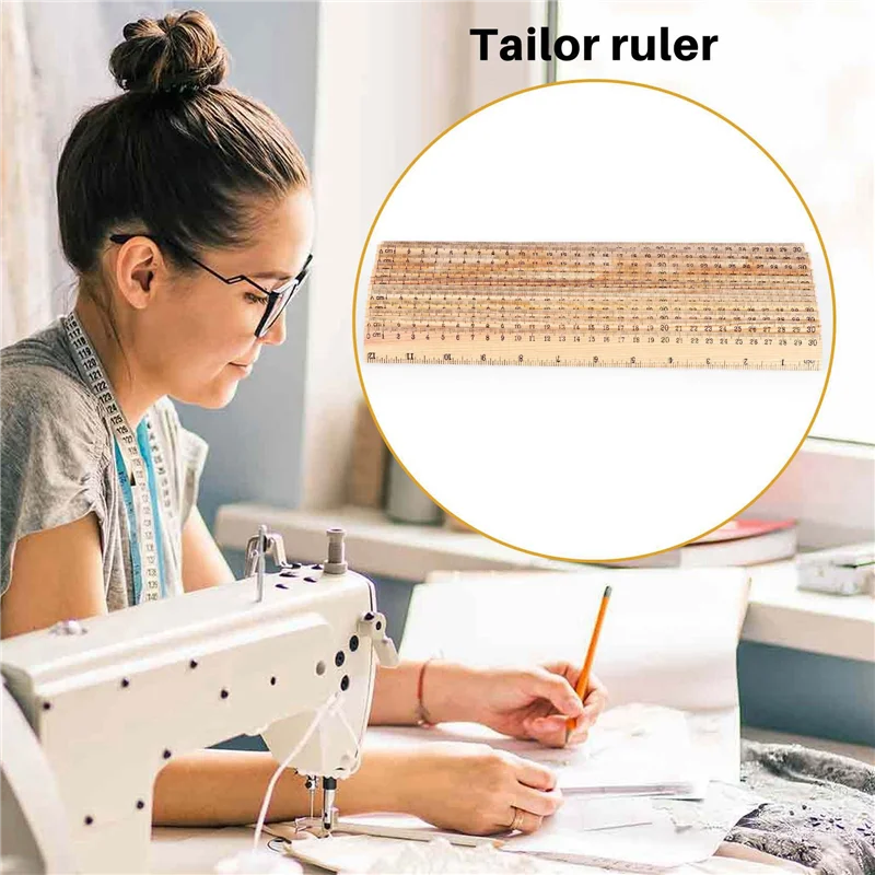 FULL-24 X Wood Ruler Student Rulers Wooden School Rulers Office Ruler Measuring Ruler, 2 Scale (12 Inch And 30 Cm)