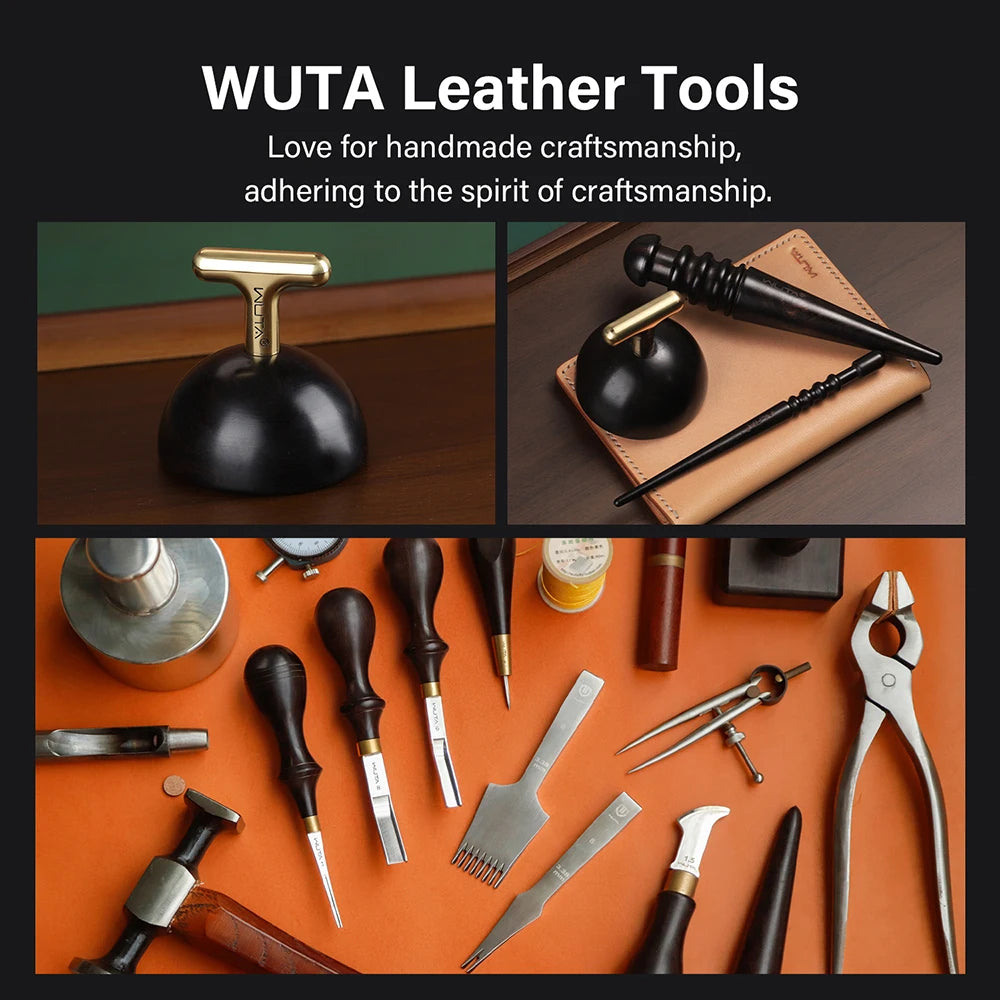 WUTA 1PC Pro Leather Edge Burnisher High Density Ebony Black Wood Slicker Upgrade Burnishing & Polishing DIY Leather Craft Tools