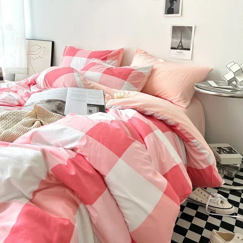Stripe Bedding Comforter Set with Pillowcase bed sheet Single Full Size Bed Linen Duvet Cover Set Queen/King Double Single Bed