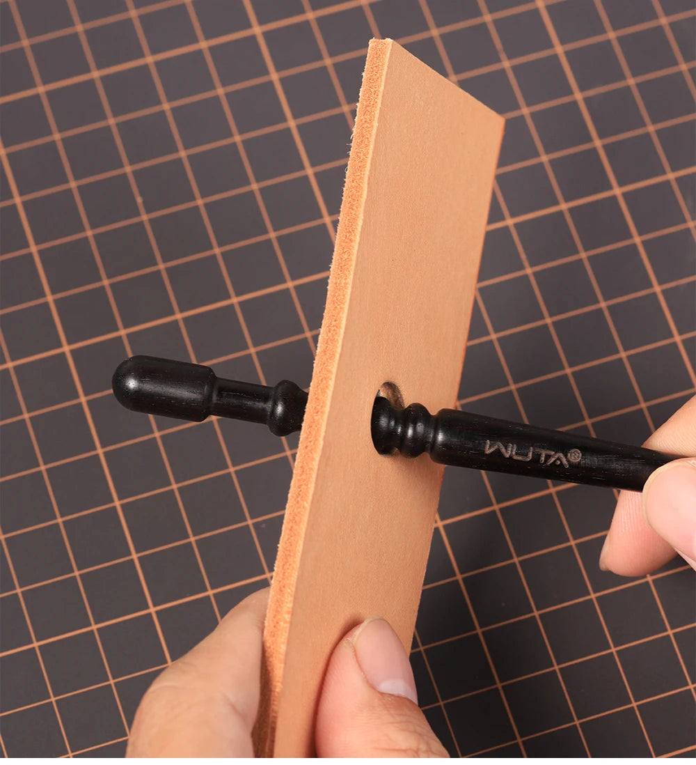 WUTA 1PC Pro Leather Edge Burnisher High Density Ebony Black Wood Slicker Upgrade Burnishing & Polishing DIY Leather Craft Tools