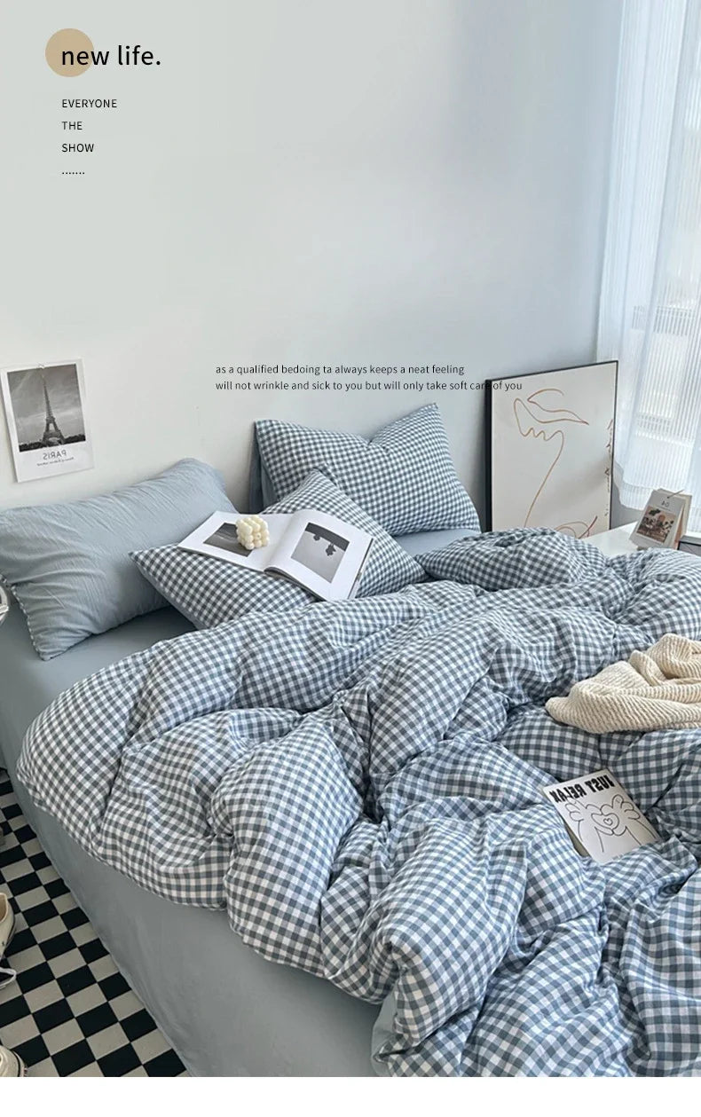 Stripe Bedding Comforter Set with Pillowcase bed sheet Single Full Size Bed Linen Duvet Cover Set Queen/King Double Single Bed