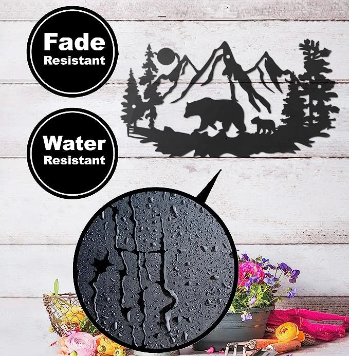 Bear Wall Decor  Bear Wall Art Decorations for Cabin Hunting Pine Tree Cabin Lodge Metal Wall Decor