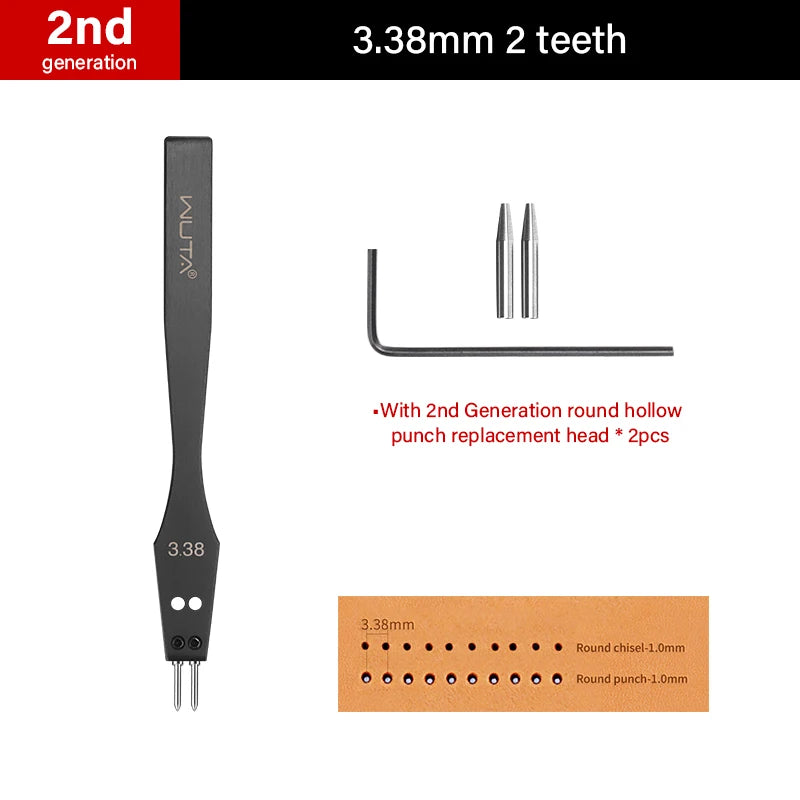 WUTA 2nd Generation Sharp Head Replaceable Pricking Iron Removable Round Hole Punch Leather Craft Chisel DIY Leather Tools