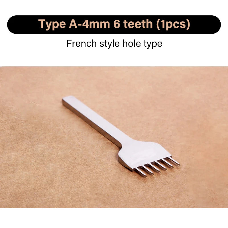 WUTA 1/2/4pcs Leather Chisel Diamond Hole Punch Stitching Tool French Style Pricking Iron DIY Craft Tools Completely Polished
