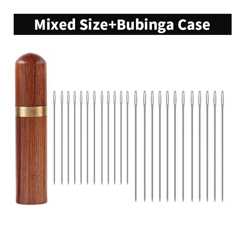WUTA 24 Pcs Large Eye Blunt Stitching Needle Harness Round-pointed Needle Leather Hand Sewing Blunt Leathercraft Sewing Needle