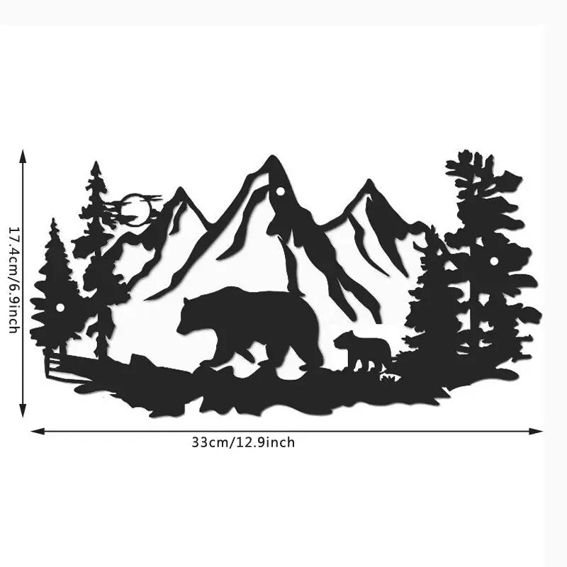 Bear Wall Decor  Bear Wall Art Decorations for Cabin Hunting Pine Tree Cabin Lodge Metal Wall Decor