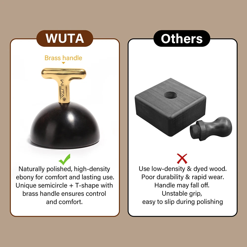 WUTA 1PC Pro Leather Edge Burnisher High Density Ebony Black Wood Slicker Upgrade Burnishing & Polishing DIY Leather Craft Tools
