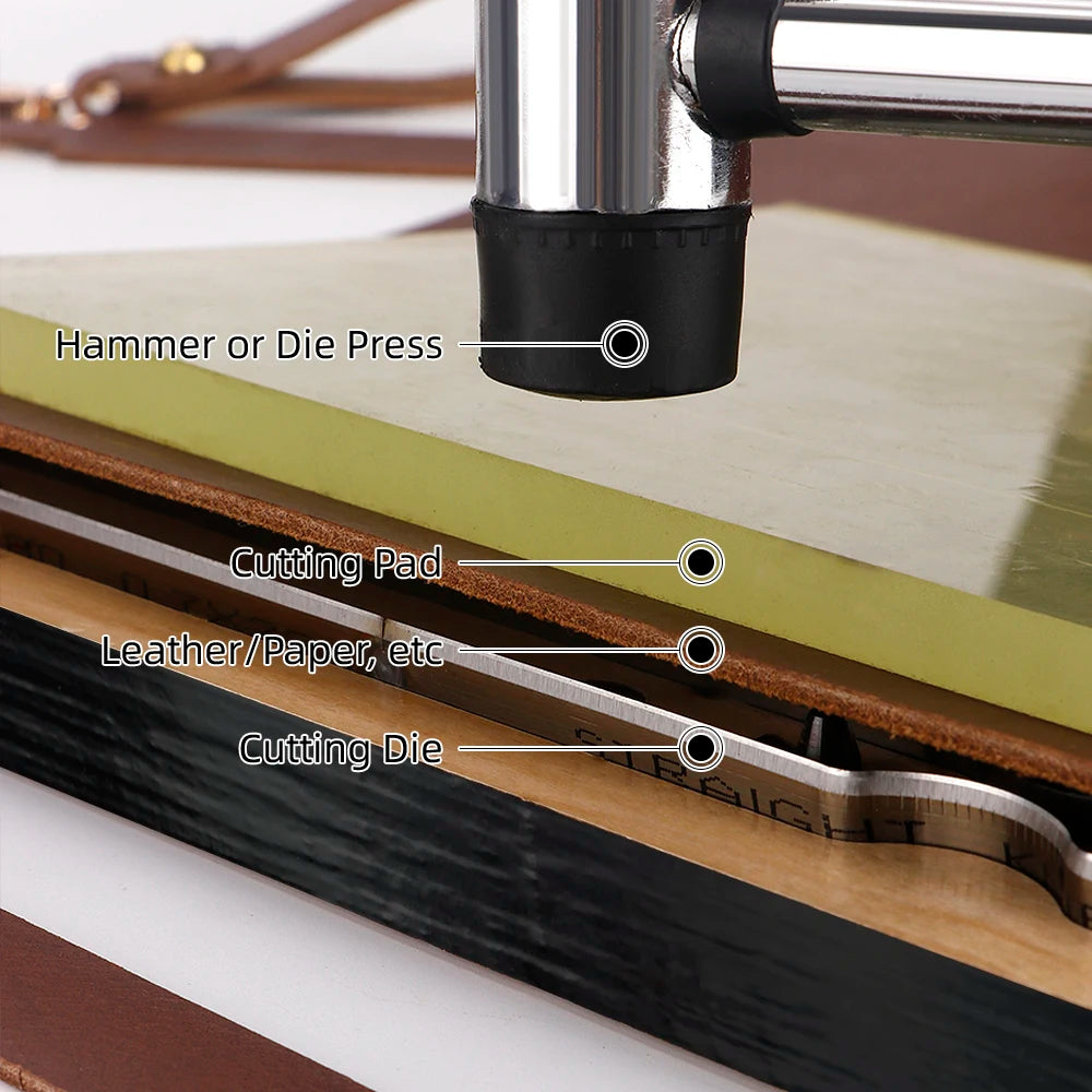 1pc Precision Leather Crafting Knife Mold - Long Handle, Steel Cutting & Stamping Template For Diy Leather Bag Straps