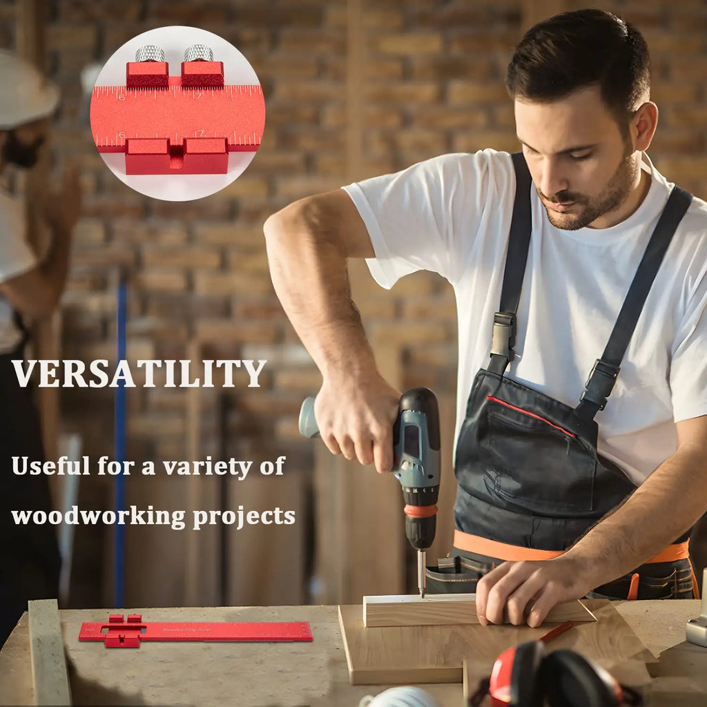 Woodworking Ruler Precision Pocket Rule 12, 8, 6 Inch Metal Slide Stop Marking Ruler Metric Inch Measuring Wood Working