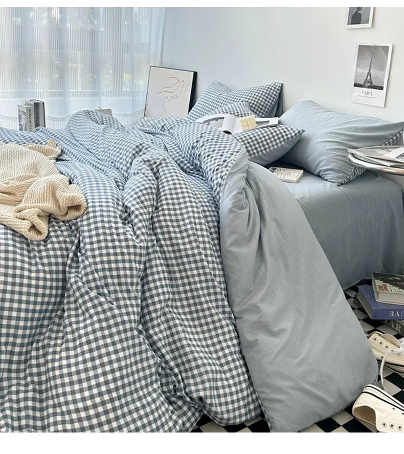 Stripe Bedding Comforter Set with Pillowcase bed sheet Single Full Size Bed Linen Duvet Cover Set Queen/King Double Single Bed