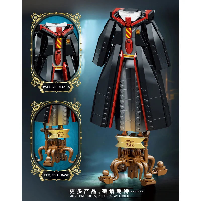Magic Wand, Wizard’s Robe Model, Assembled Mini Brick Toy, Birthday Gift for Children and Adults.