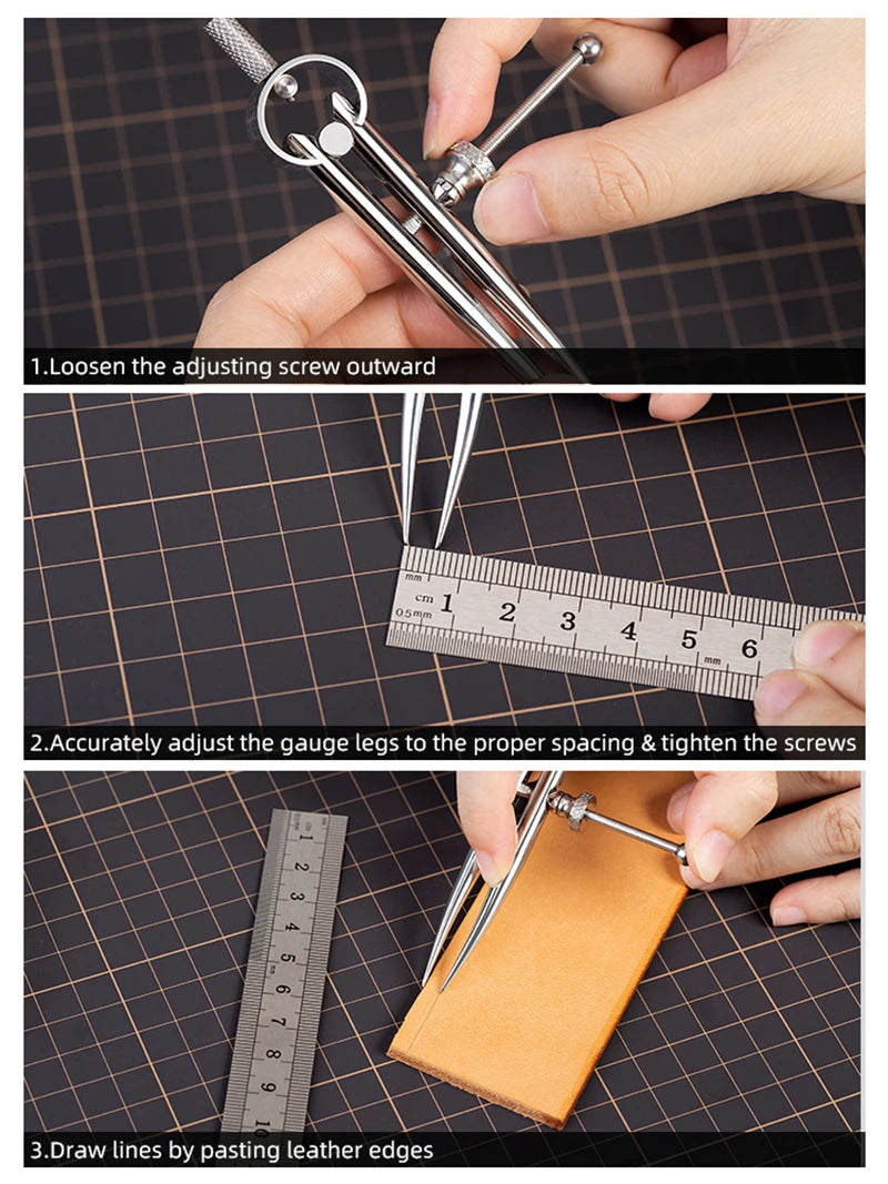 WUTA 304 Stainless Steel Wing Divider Smooth Metal Leather Splitter Spacing Compass Precision Scale for Metal,Wood,Craft,Jewelry