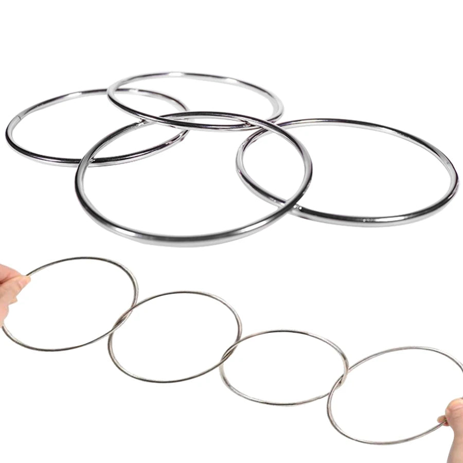 4pcs/set Magic Power Rings Classical Metal Circular Decryption Magic Stage Street Close Up Magic Family Party Performance Props
