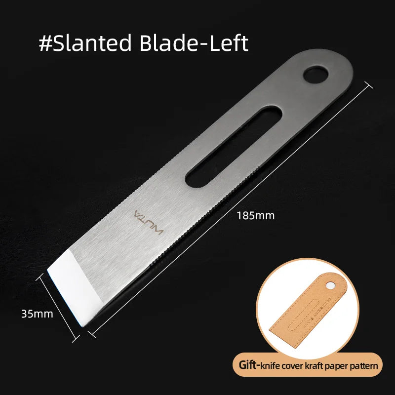 WUTA Professional Leather Cutter Thinning Skiving Tools DIY Craft Cutting Sharp Round/Flat/Slanted Blade,Right/Left Handle