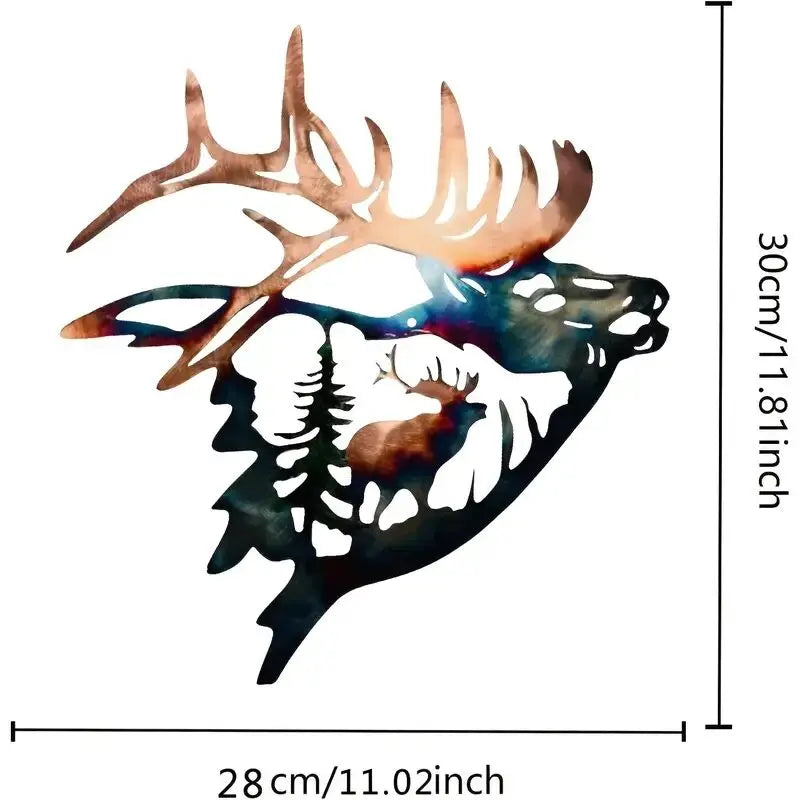 1pc Left/Right Elk Deer Metal Wall Art Sculpture Silhouette Craft With Rustic Cabin Decor Finish Wall Country House Decorative F