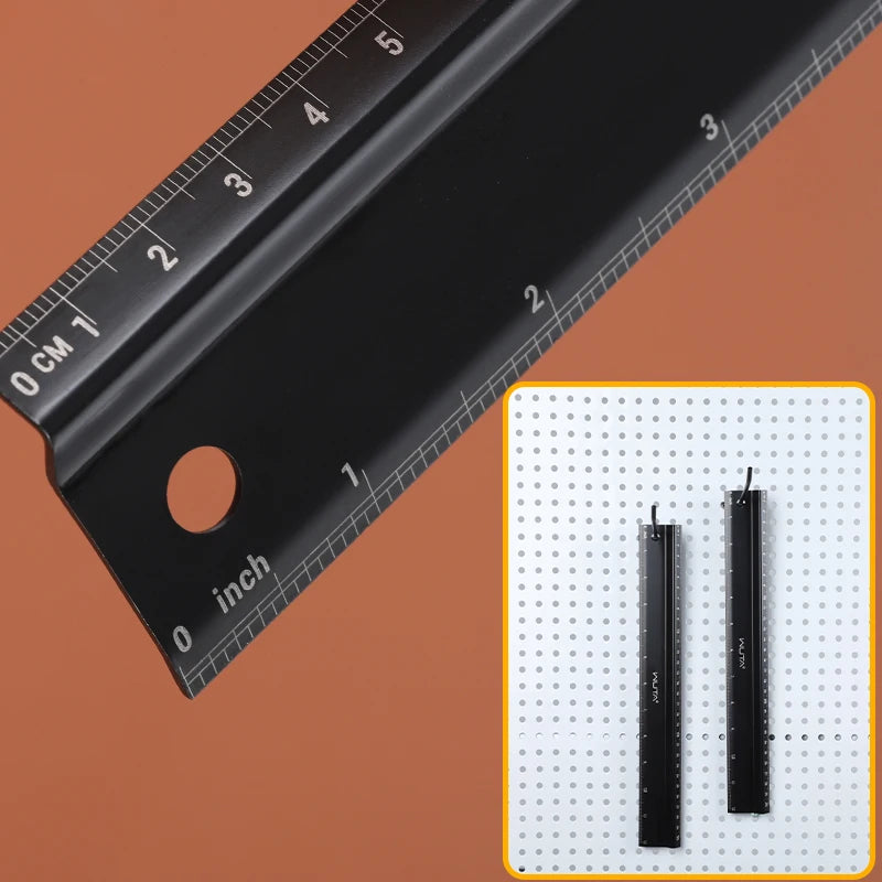 WUTA Leather Cutting Ruler Safety Ruler Titanium Plated Stainless Steel Protective Ruler Metal 30cm 12 inch Non-slip Craft Tools