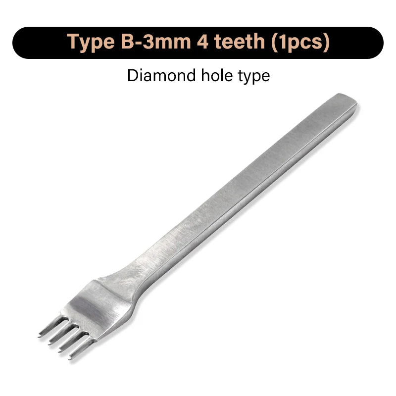 WUTA 1/2/4pcs Leather Chisel Diamond Hole Punch Stitching Tool French Style Pricking Iron DIY Craft Tools Completely Polished