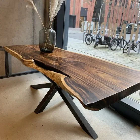 # Unique Furniture Design Walnut Slab Kitchen Restaurant Dining Wood Table For Sale