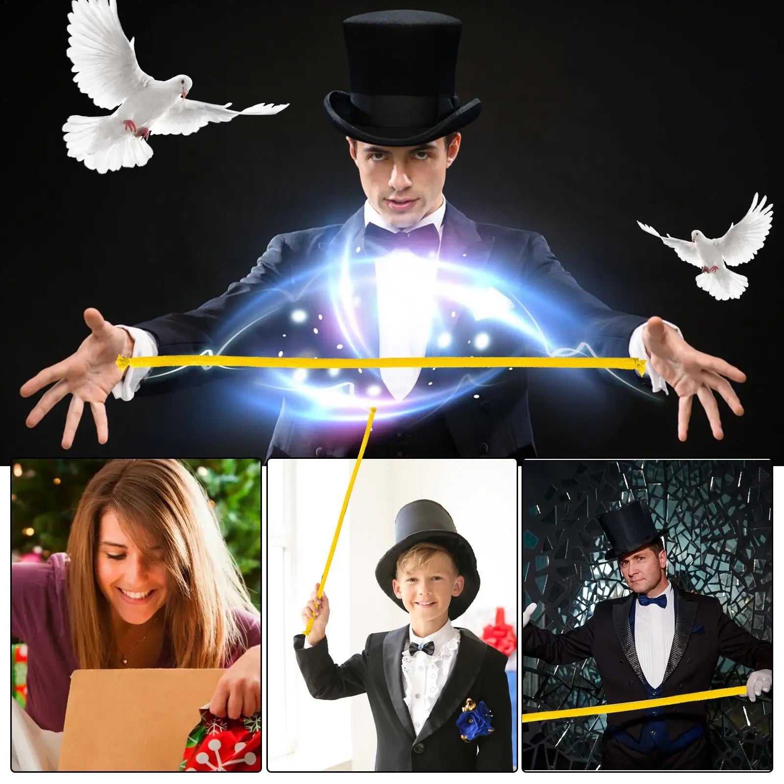 Magic Rope Optical Illusion Gimmick Tool for Tricks Creative Magic Tricks Funny Rope Easy to Do Magic Shows Magic Prop