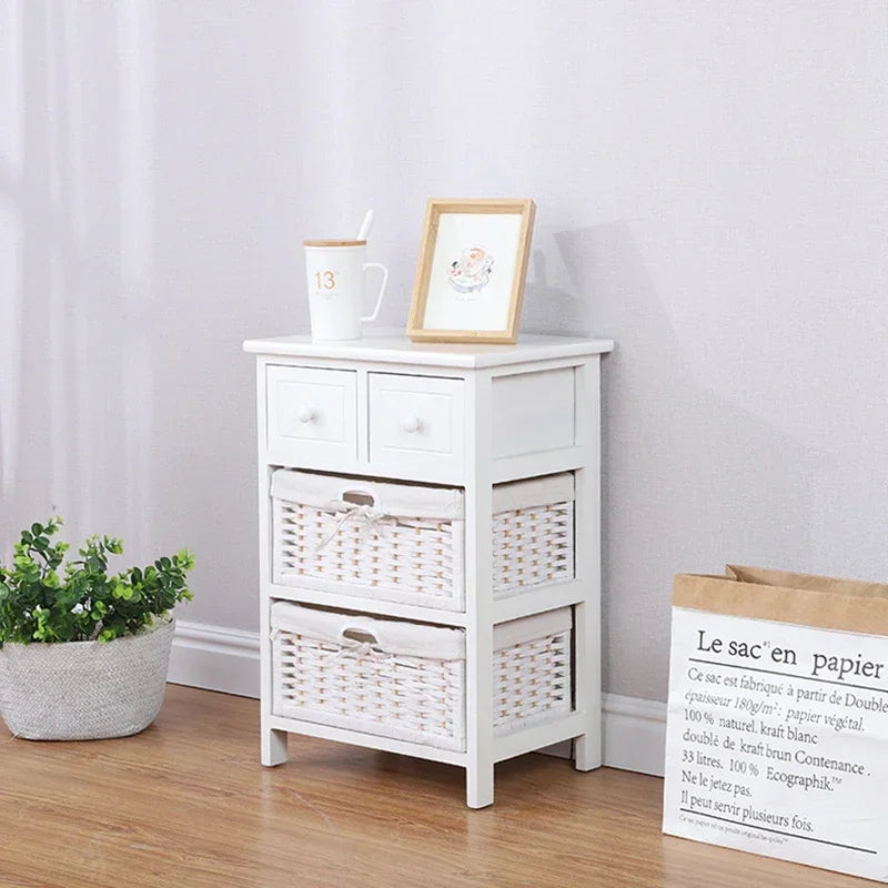 Countryside  Living Room Furniture Wood Cabinets with Rattan Basket Drawerdrawer type storage Living room cabinet