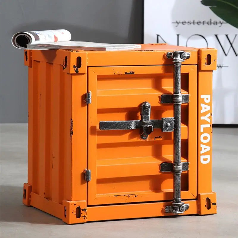 Industrial Container Nightstand - Vintage Storage Cabinet, Rustic Bedside Table, Distressed Metal & Dresser, Unique Home Decor