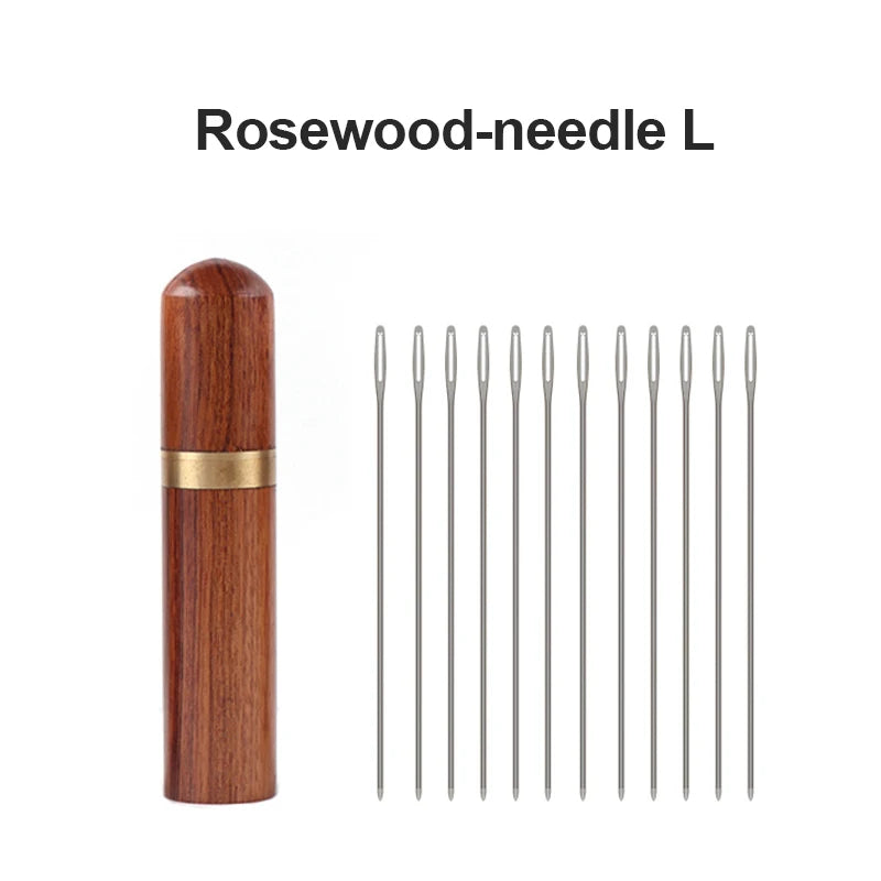 WUTA 1 Pc Durable Needles Storage Case Wooden Box Needles Bottle Sandalwood Needlework Storage Wood Case Toothpick Holder Box