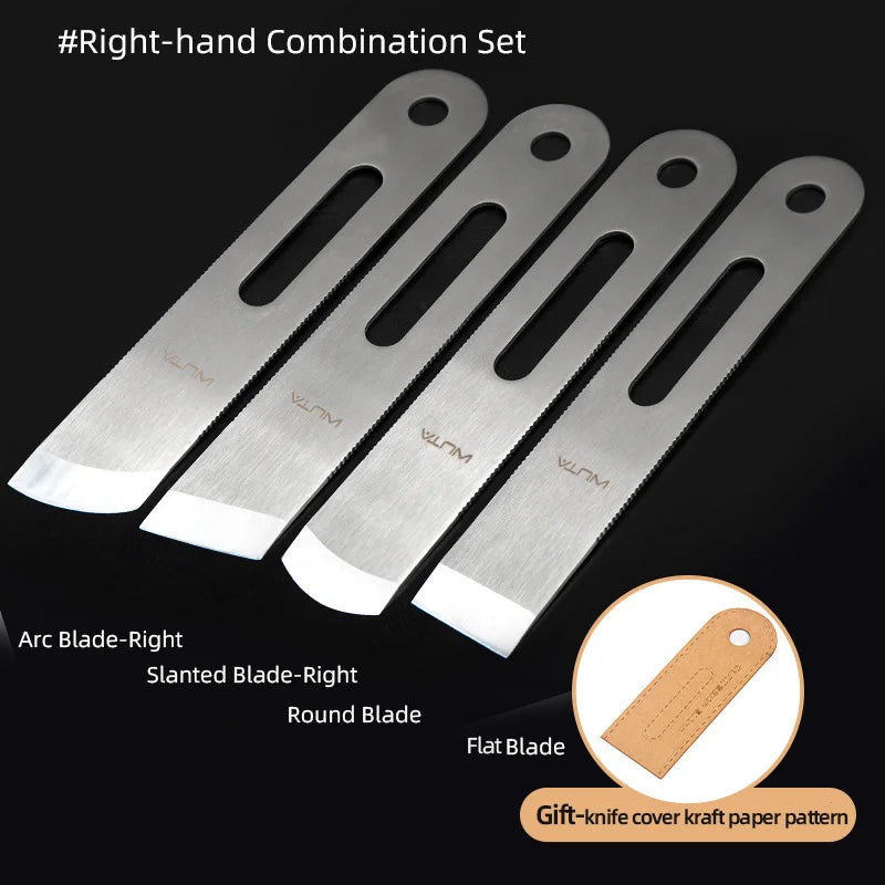 WUTA Professional Leather Cutter Thinning Skiving Tools DIY Craft Cutting Sharp Round/Flat/Slanted Blade,Right/Left Handle