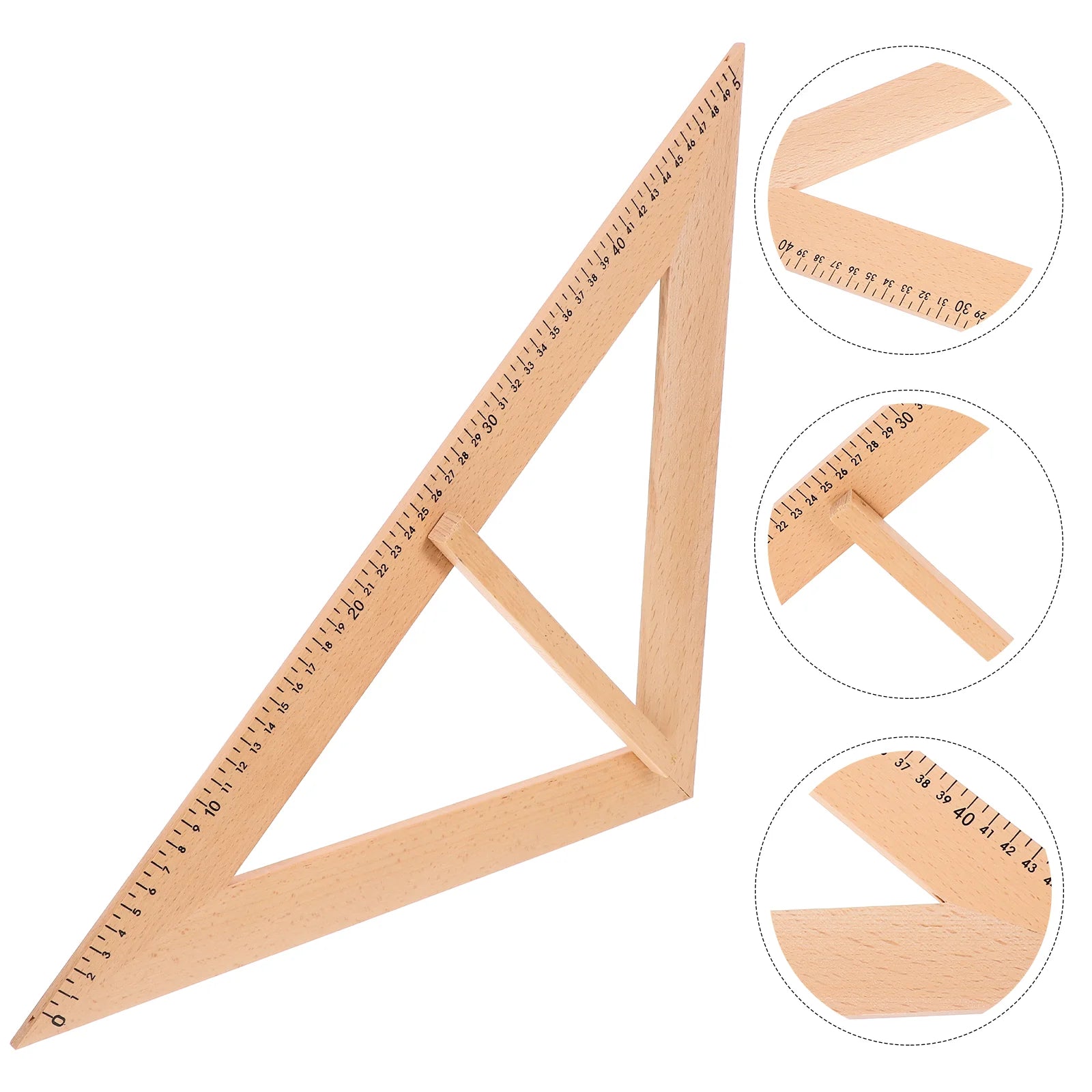 Wooden Measuring Ruler Triangular Ruler Teaching Aids Drafting Tools Ruler Reusable Wood Measuring Gauge Teacher Device Aids