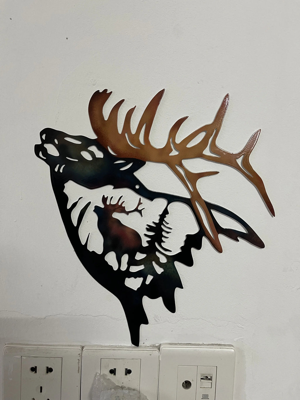 1pc Left/Right Elk Deer Metal Wall Art Sculpture Silhouette Craft With Rustic Cabin Decor Finish Wall Country House Decorative F