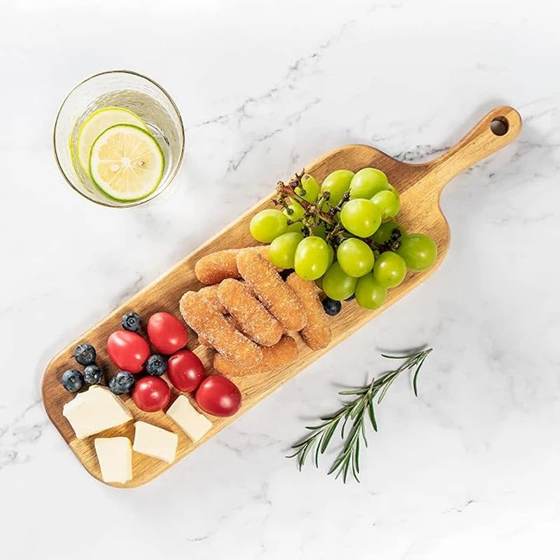 Long-handled Acacia Wood Cutting Board Durable Solid Charcuterie Board for Bread Fruit Cutting Board Household Serving Boards