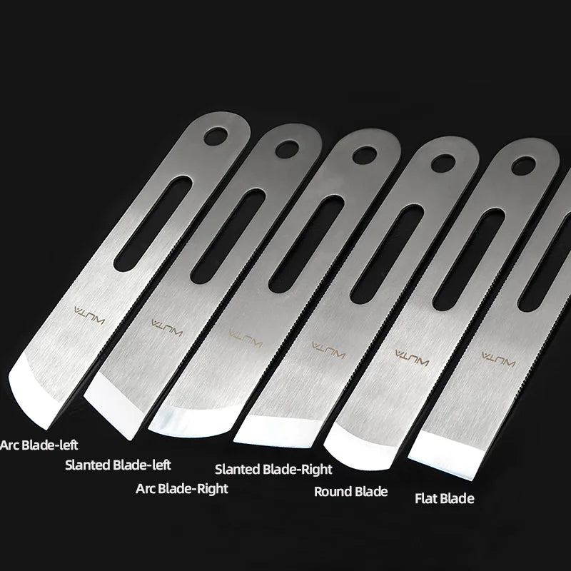 WUTA Professional Leather Cutter Thinning Skiving Tools DIY Craft Cutting Sharp Round/Flat/Slanted Blade,Right/Left Handle
