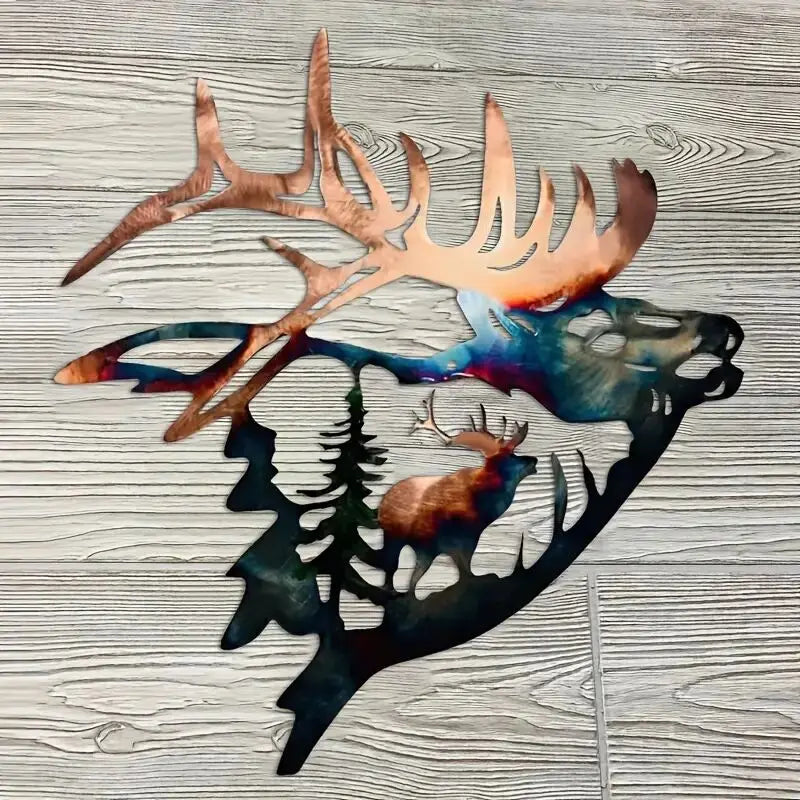1pc Left/Right Elk Deer Metal Wall Art Sculpture Silhouette Craft With Rustic Cabin Decor Finish Wall Country House Decorative F