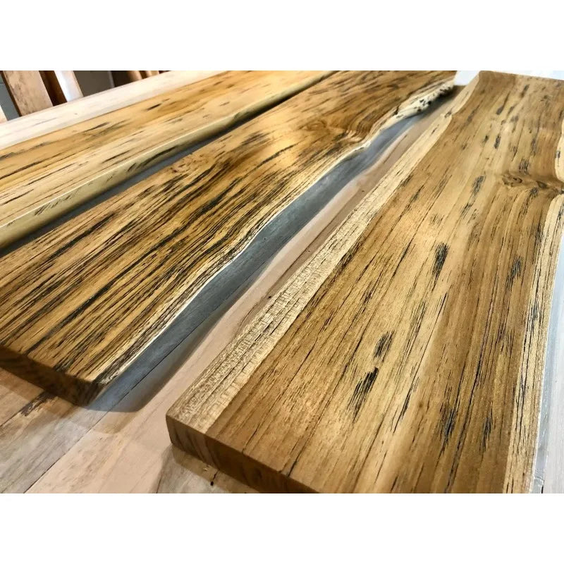 Rustic Live Edge Solid  Wood Floating Shelf with Hardware in Indoor