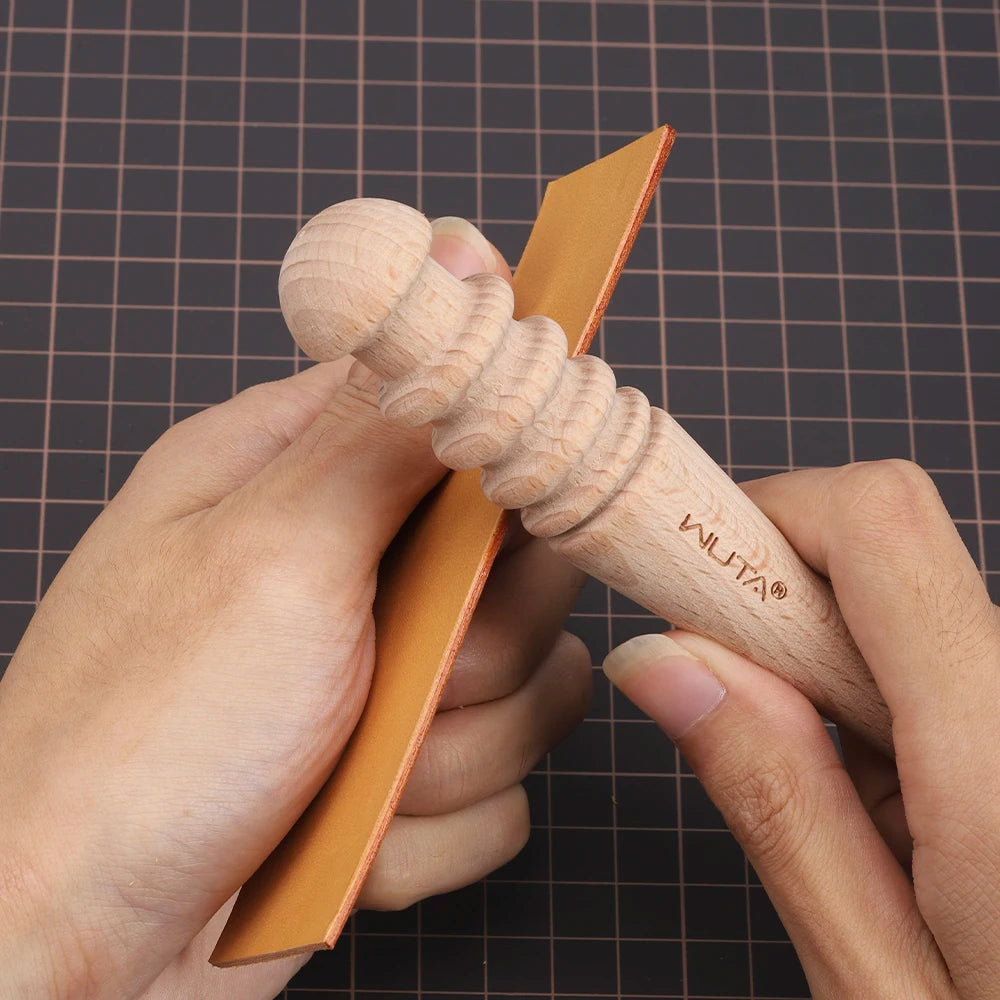 WUTA 1PC Leather Burnisher Wood Slicker Rounded Edge Burnishing Groover Tool DIY Polished Grinding Smooth Leather Craft Tools