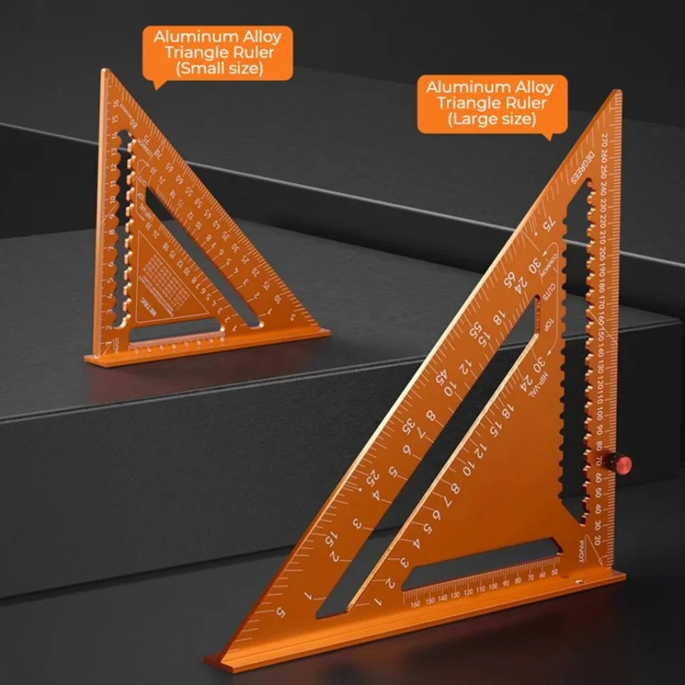 Aluminum Alloy Double Scale Triangle Ruler Angle Ruler Carpenter Triangle Square Rafter Tool Mensurement Tool for Woodwork