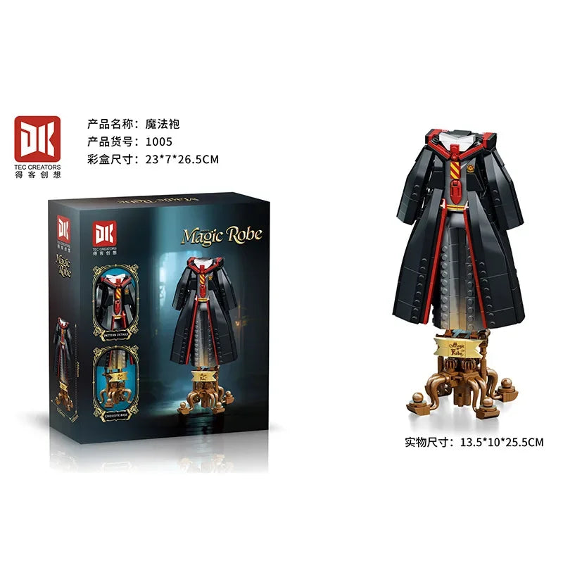 Magic Wand, Wizard’s Robe Model, Assembled Mini Brick Toy, Birthday Gift for Children and Adults.