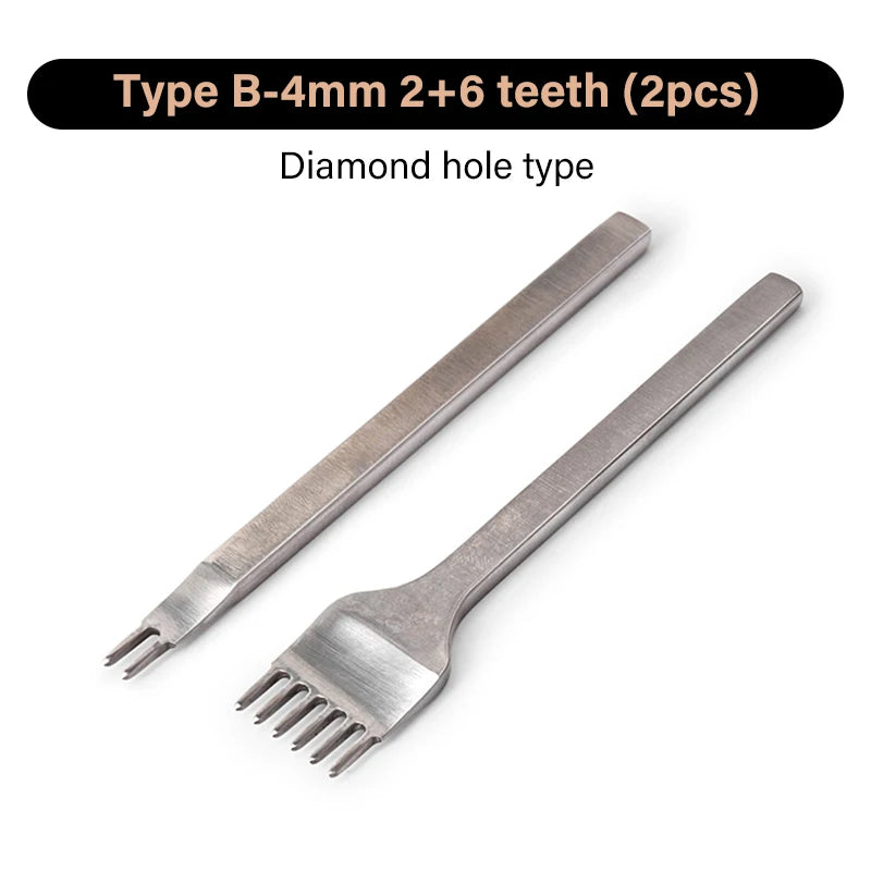WUTA 1/2/4pcs Leather Chisel Diamond Hole Punch Stitching Tool French Style Pricking Iron DIY Craft Tools Completely Polished