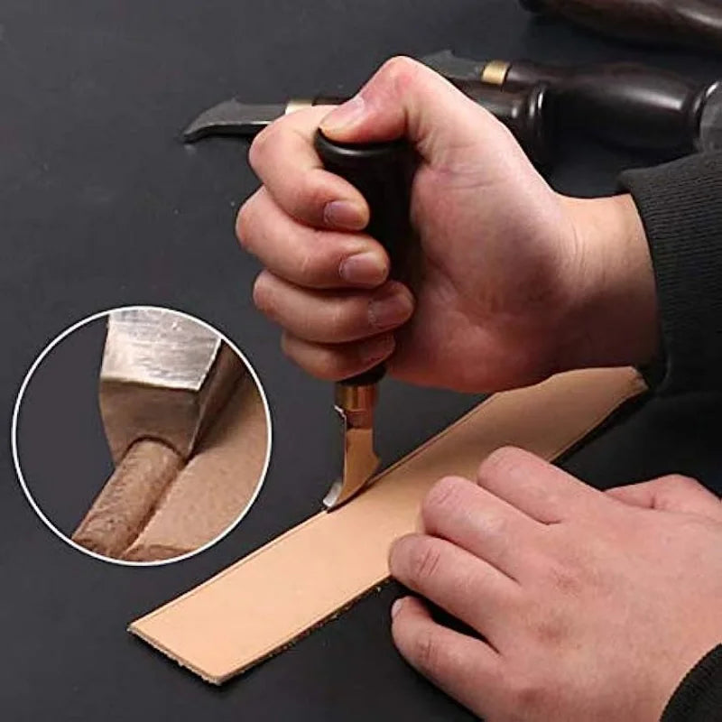 1-2.5mm Leather Edge Creaser Leathercraft Edge Creasing Tool, Edge Marking Leather Craft Black Wood Handle Tools hot cold press