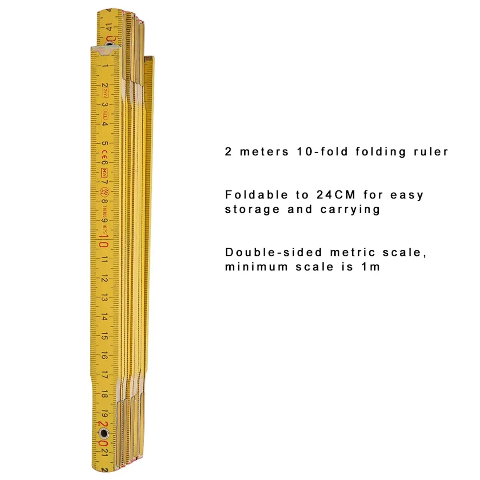 Wooden Folding Ruler For Carpenters Construction Builder 2 Meter 10 Folds Wooden Yard Stick Ruler For Home Improvement