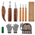 10Pcs Wood Carving Tools Set with Detail Wood Carving Knife Wood Chisel Knife Gloves Carving Knife Sharpener Woodworking Tools