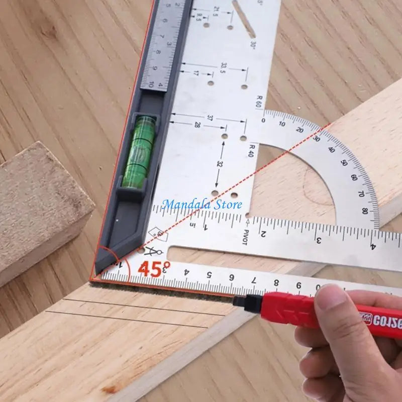 U2JC 90 Degree AngleRuler Woodworking Square Ruler for Carpenter Multifunction Woodworking Tools Detachable AngleGauge