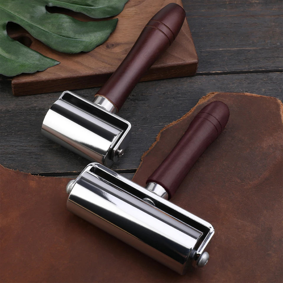 KRABALL Leather Press Edge Roller with Wooden Handle Leather Roller Tool Edge Creaser Leather Craft Laminating Working Tool