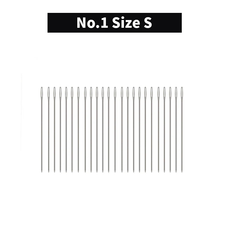 WUTA 24 Pcs Large Eye Blunt Stitching Needle Harness Round-pointed Needle Leather Hand Sewing Blunt Leathercraft Sewing Needle