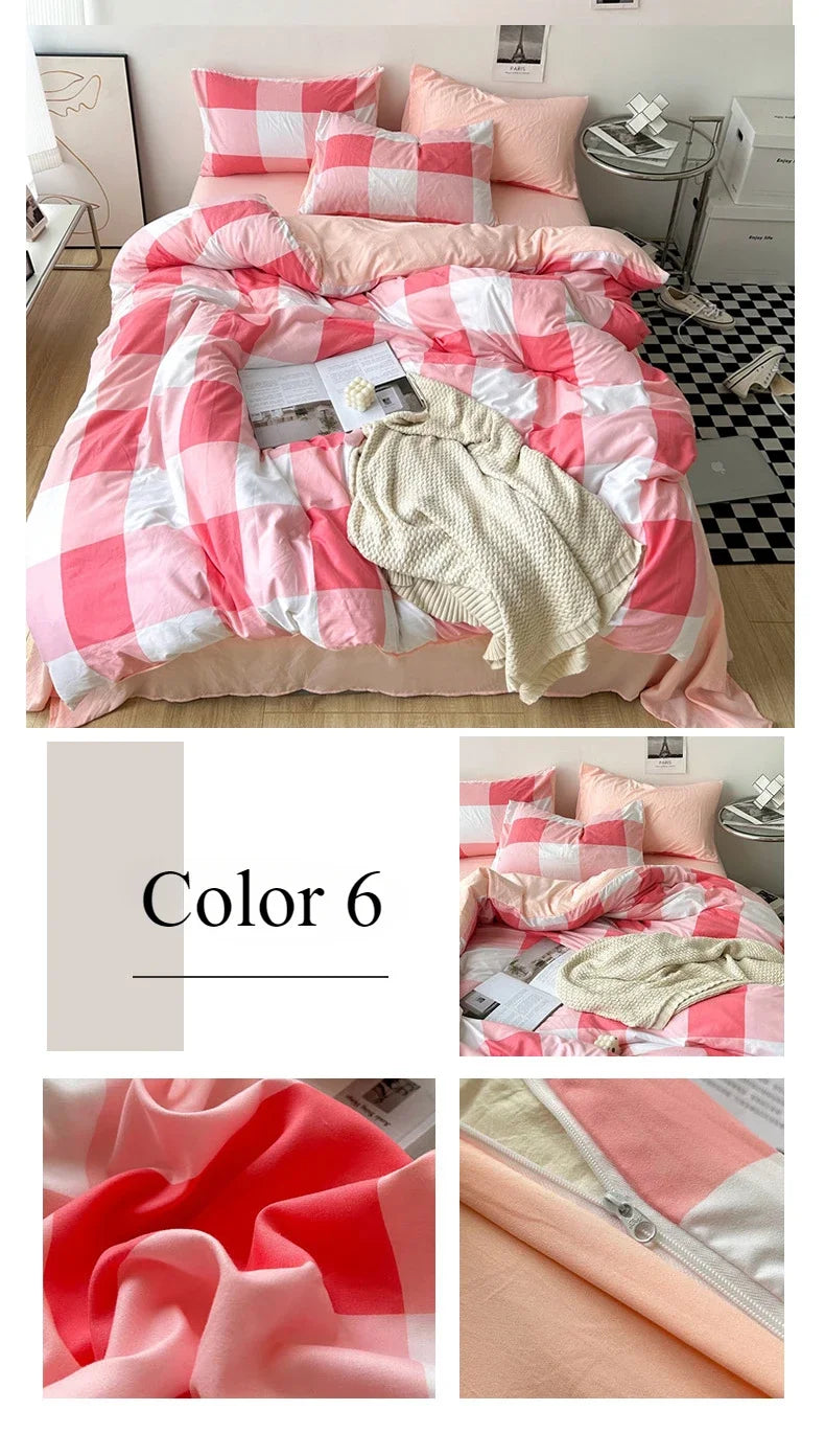 Stripe Bedding Comforter Set with Pillowcase bed sheet Single Full Size Bed Linen Duvet Cover Set Queen/King Double Single Bed