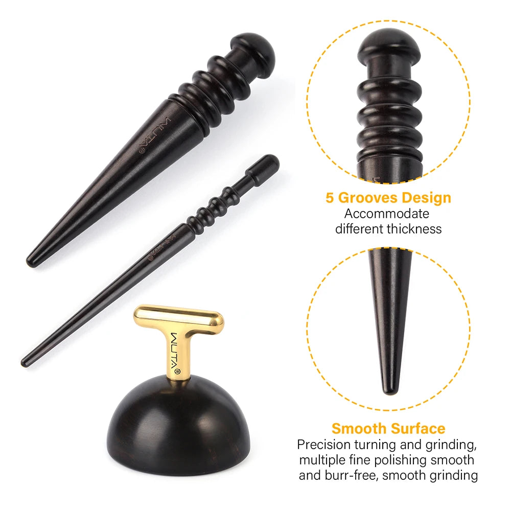 WUTA 1PC Pro Leather Edge Burnisher High Density Ebony Black Wood Slicker Upgrade Burnishing & Polishing DIY Leather Craft Tools
