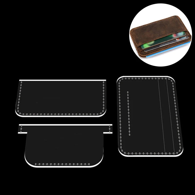 YOMDID 3PCS Mini Card Case Pocket Wallet Acrylic Making Template DIY Card Case Purse Acrylic Mold Leathercraft Stencil Supplies